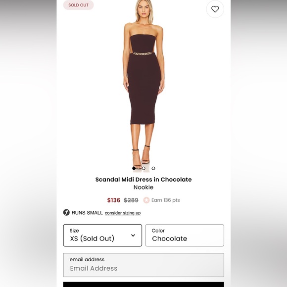 NWT Nookie Scandal Brown Strapless Midi Dress size XS - Picture 4 of 13